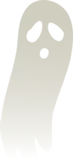 Fotobehang Floating cartoon ghost is gliding in flat-style with hollow eyes and mouth on transparent backdrop © vectorfusionart
