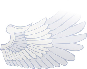 Obraz premium Single stylized wing is floating on transparent background, showing feathers in gradient shading