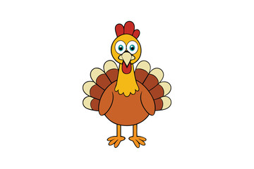 Cute Turkey Cartoon Christmas Vector Design
