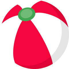 Beach ball is displaying flat vector red white panels and green valve on transparent background