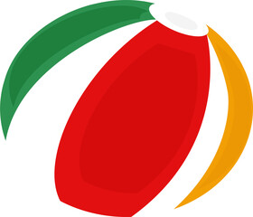 Colorful glossy inflatable beach ball is spinning in digital render, transparent background