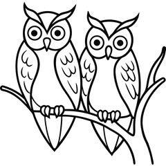 Two/ a couple of  owls feels love -Adobe Illustrator Artwork