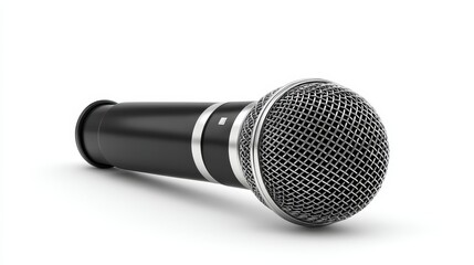 Highfidelity audio capture, a classic microphone on pristine white background