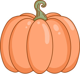 Naklejka premium Flat pumpkin gourd is floating on transparent background, showing segmented body and curly stem