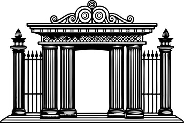 Grand Classical Archway Gate Design Architectural Illustration