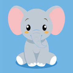Cute baby elephant Cartoon vector illustration
