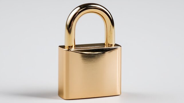 Golden padlock with key, symbolizing security, safety and protection of valuable assets