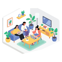 working in a group working away from home, enjoying a cup of coffee while using his laptop in his workspace