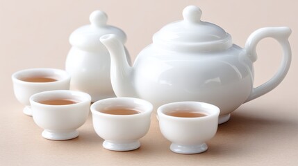 Fototapeta premium Exquisite white tea set, enhance your time with elegance and sophistication elegant