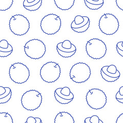 Seamless pattern with cute outline lychee. Doodle fruits print for banner, wallpaper, textile, wrapping paper, background, cards. Vector illustration in flat style