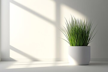 Indoor plant decor ideas minimalist home design with sunlight and white wall background for inspiration