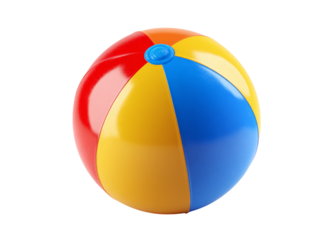 Colorful inflatable beach ball summer fun toy, Isolated On Transparent Background