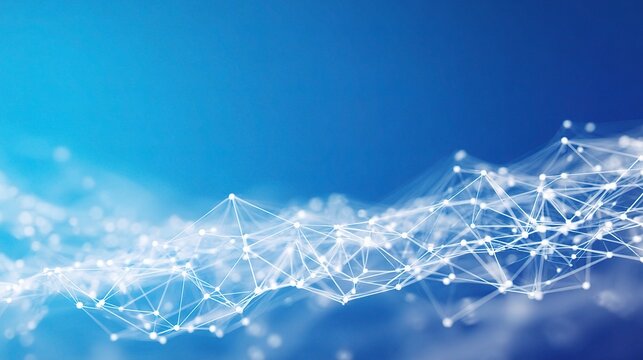 Abstract Digital Network Overlay on Blue Gradient Background