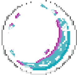 Fototapeta premium Abstract circular frame is rotating in mosaic style showing pixel swirl on transparent background
