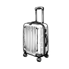Hand-drawn rolling suitcase with pull handle and wheels for travel kit dashboards - vacation planners - ecommerce sets