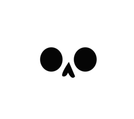Cartoon-style skull with crossbones is floating on transparent background in flat design