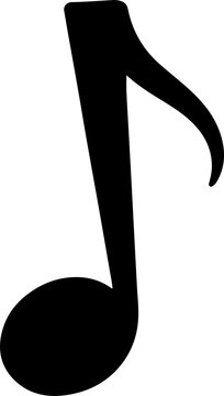 Naklejki Flat design is showing silhouette eighth note with round head, stem, flag on transparent background