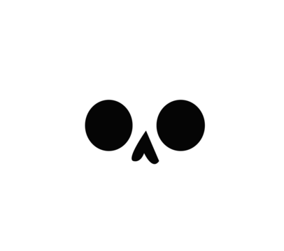 Cartoon-style skull with crossbones is floating on transparent background in flat design