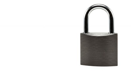 Fototapeta premium Dark gray padlock isolated on white