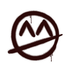 Graffiti-like flat design symbol appearing on transparent background, showing M peaks and slash