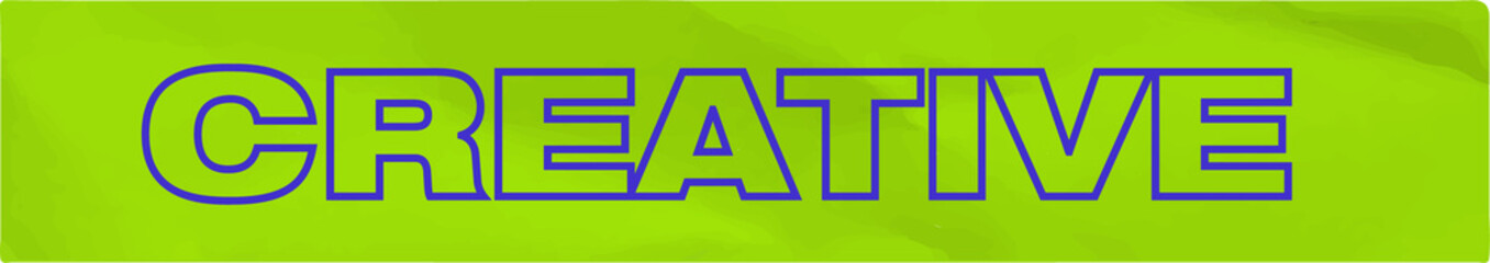 Stylized word CREATIVE appearing in flat design over lime green shape, transparent background