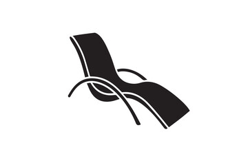 Outdoor Lounge Chair Silhouette Vector – Minimalist Black Icon for Patio, Garden, and Poolside Designs