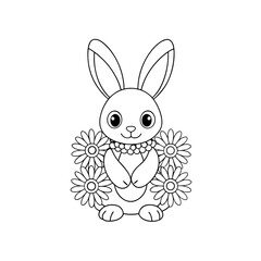 Fototapeta premium Bunny Napping in Daisies Coloring Page
