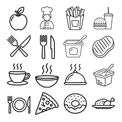 16 eat icon set bundle on white background