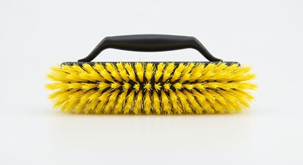 Yellow cleaning brush with black handle