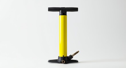 Yellow hand pump on white background