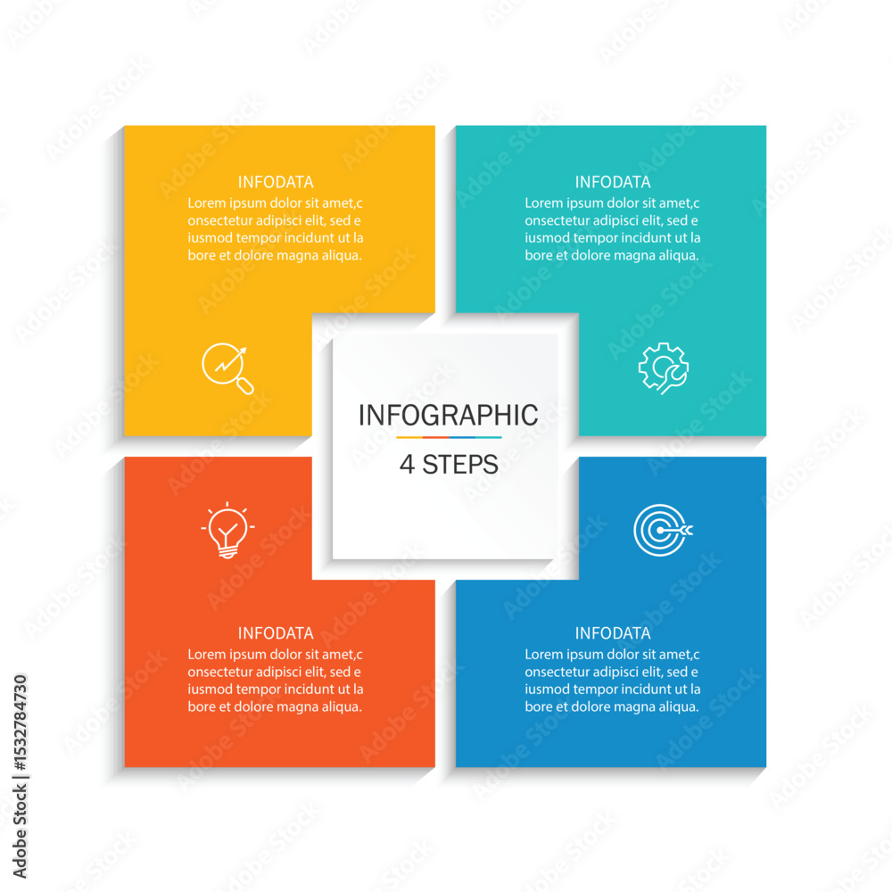 Aufkleber infographic vector illustration with 4 steps, infographic template design. can be used for process d