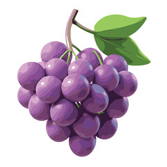 Glossy 3D illustration of tightly clustered purple grapes ideal for wine, farming, and nutrition visuals.