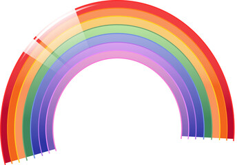 Fototapeta premium Flat design rainbow arch is floating on transparent canvas, featuring seven gradient color bands