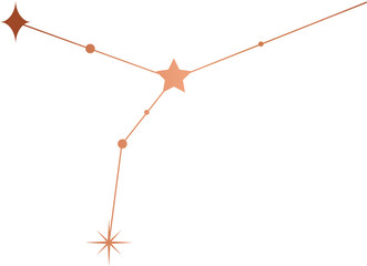 Naklejka premium Flat vector design is showing constellation of orange stars and dots on transparent background