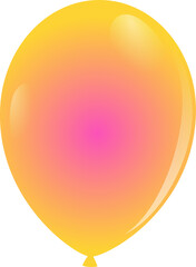 Obraz premium Stylized balloon is showing yellow-to-pink gradient, glossy highlights, flat transparent background