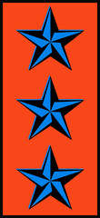 Naklejka premium Panel is showing three flat design blue and black stars on orange fill, transparent background