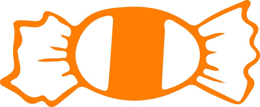Naklejki Flat design candy icon is showing orange shape with twisted wrapper ends on transparent background