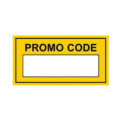 Yellow promo code sign isolated on transparent background for marketing, advertising, and promotional campaigns.