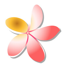 Flat design is showing stylized five-petal flower with gradient petals on transparent background