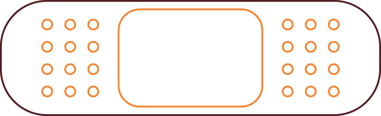 Adhesive bandage is showing line art, central pad and perforated strips on transparent background