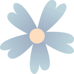 Vector-style flower is showing pastel gradient petals and peach center on transparent background