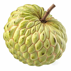 Obraz premium Custard Apple Delight: A detailed depiction of a ripe custard apple showcases its unique texture, shape, and inviting hues. Capture the essence of tropical freshness