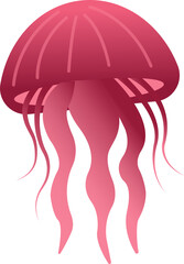 Vector jellyfish is floating on transparent background showing gradient bell and flowing tentacles