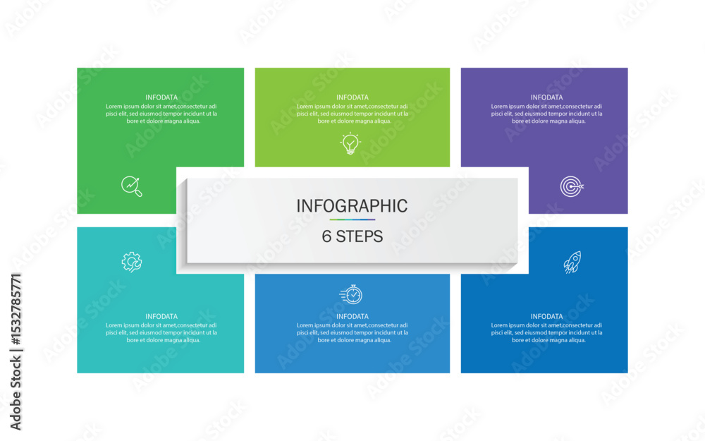 Poster infographic vector illustration with 6 steps, infographic template design. can be used for process d
