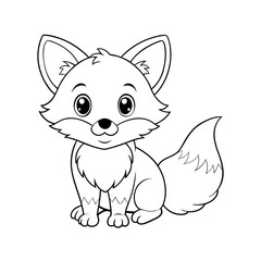 fluffy baby fox vector line art silhouette