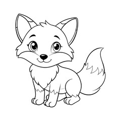 fluffy baby fox vector line art silhouette