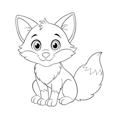 fluffy baby fox vector line art silhouette