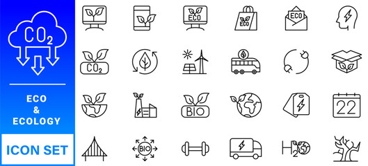 Eco or Ecology Icons Set. Ecology icon set. Ecofriendly icon, nature icons set on white background. Vector illustration