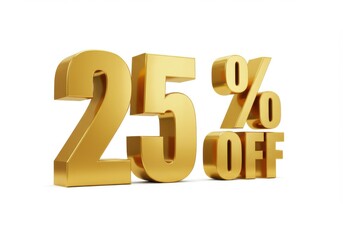 Gold 25 percent off sale discount sign