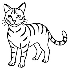 Minimalist Sand Cat Line Art on Clean White Background